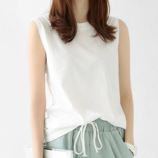 Korean-style summer round neck loose sleeveless vest T-shirt women's outer wear top long cotton bottoming end sensitive