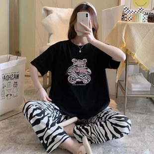 Summer New Pajamas Women's Short-sleeved Trousers Loose Round Neck Casual Sleepwear Sexy Homewear Suit Variety