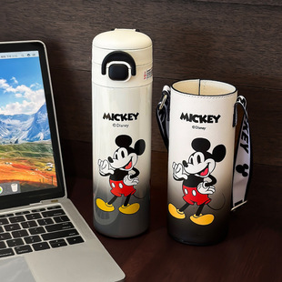 Kulomi Double Drink Cartoon Double Drink Thermos Cup 316 Stainless Steel Straw Kettle Portable Straight Drink Strap Drink Cup