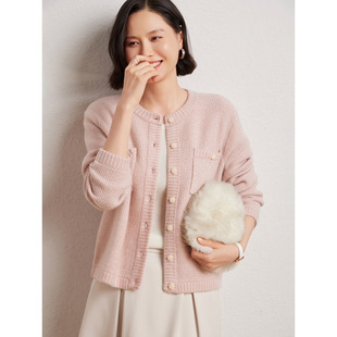 Autumn and winter 2024 all-match fashion 7-pin wo with orange floral cashmere cardigan coat for women