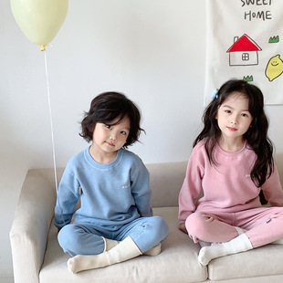 Children's Thermal Underwear suit Baby's Olympic Grain Velvet Thickened Autumn Clothes Autumn Pants Big Children's Boneless fleece-lined Autumn and Winter Pajamas