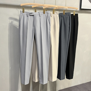 Summer Western Pants Men's Casual Slim-fit Nine-point All-match Dipper Fashionable Light Mature Style Suit Pants Autumn Long Pants
