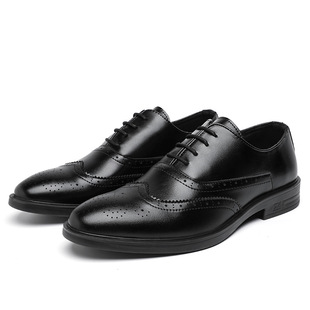 High-end Men's Leather Shoes New Fashionable Casual Men's British Dress Casual Business Brock Carved Leather Shoes