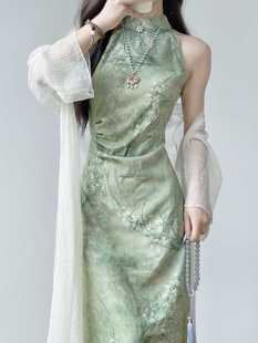 2025 New Style Guofeng Girl Young Improved Cheongsam New Chinese Style Hanging Neck Summer Elegant dress