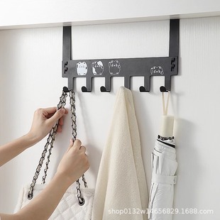 Seamless Door Rear Hook Household Punch-free Bedroom Door Upper Storage Rack Wall Hanging Creative Hook Hanging Rack Hanger