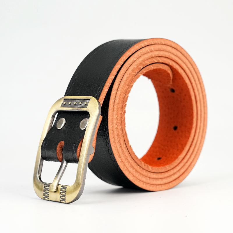 Factory Direct Sale First-Layer Cowhide Buckle-Free Leather Belt for Men, Genuine Leather Automatic Buckle Belt for Young and Middle-Aged Men