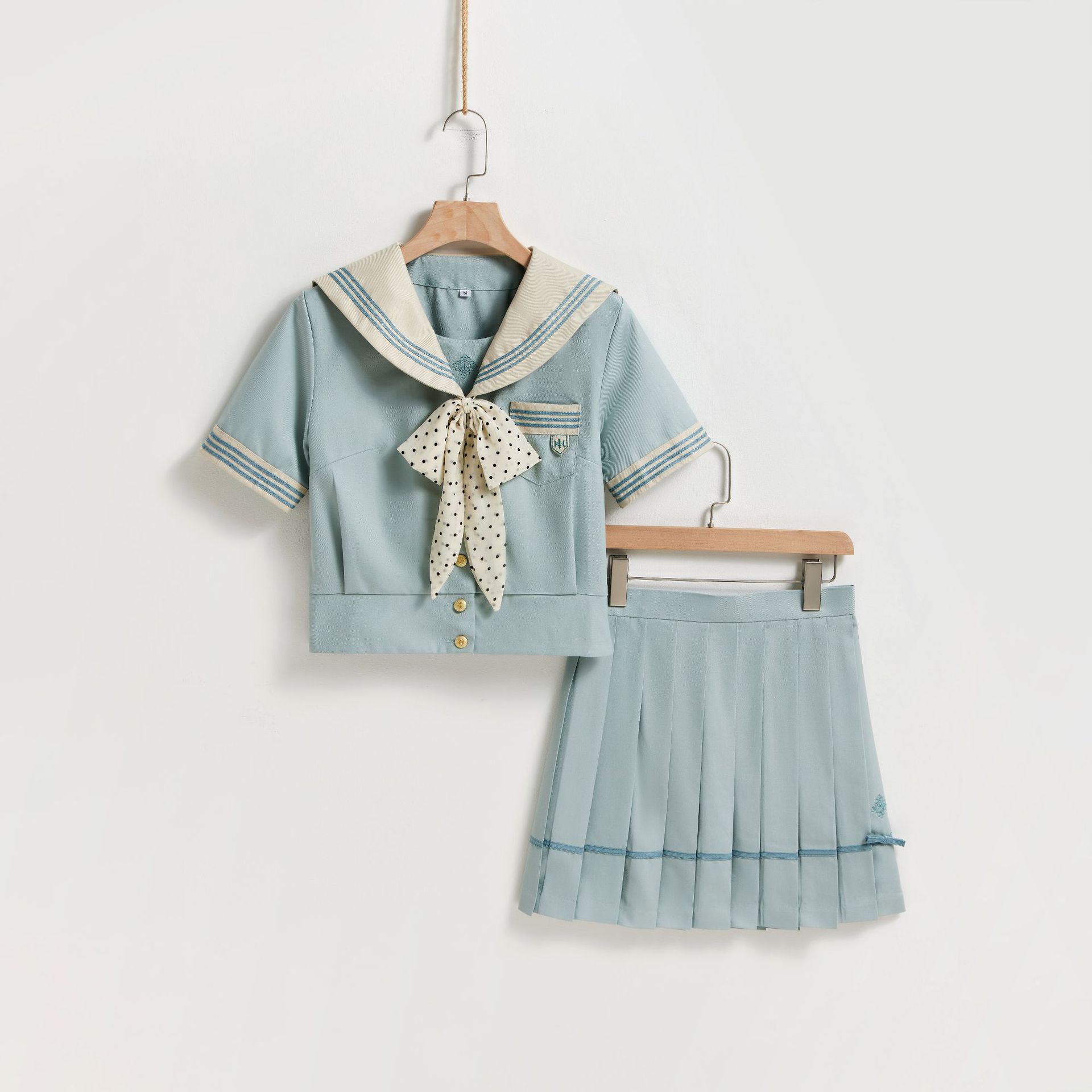 Factory Dropshipping Mint White Jk Uniform College Japanese Sailor Suit with Bow Tie Pleated Skirt Jk Set
