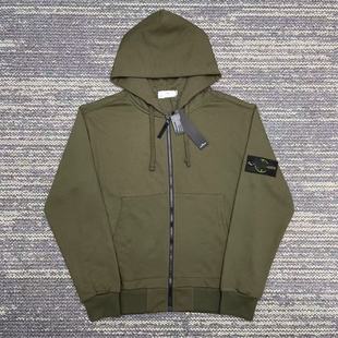 Correct STON Stone Shirt Autumn and Winter Men's and Women's Hooded Sweater Solid Color Island Armband Badge Zipper Sweater Jacket