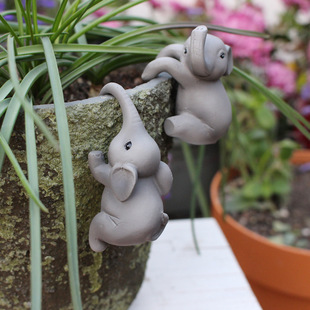 Cross-border New Cute Elephant Flower Pot Pendant Garden Animal Micro Landscape Potted Plant Hanging Decorative Resin Crafts