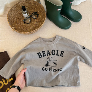 2024 autumn children's clothing new children's Korean autumn long sleeve T-shirt boys and girls sweater base shirt 5505