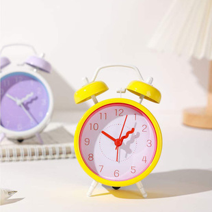 Qingyifang's Classic Binaural Round Clock, Student Morning Reminder Alarm Clock, Cute Bedside Alarm Clock
