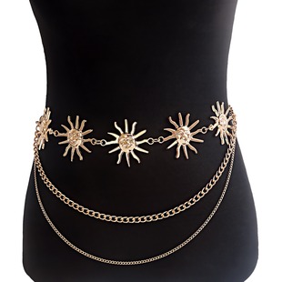 European and American cross-border jewelry retro metal bohemian sunflower waist chain fashion multi-layer tassel body chain decoration