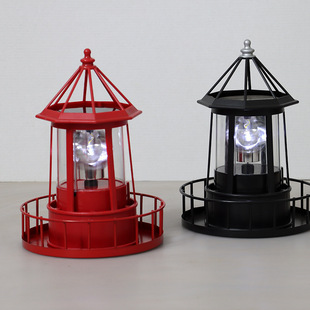 LED Large Resin Solar Large Rotating Lighthouse Beacon Outdoor Courtyard Landscape Light