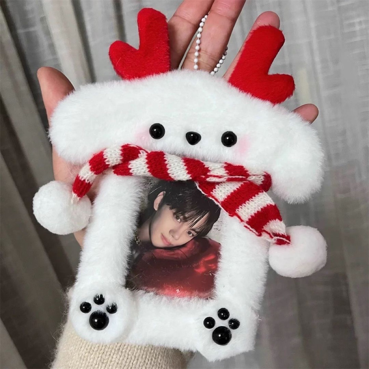 Cute Christmas Puppy Plush Card Holder High-Quality 3inch Small Card Meal Card Bus Card Storage Protective Cover Bag Pendant