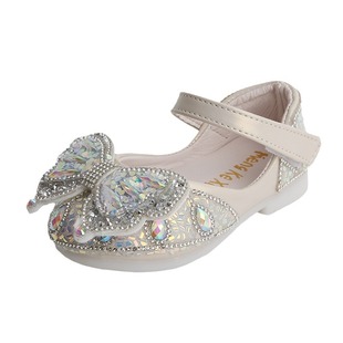 Girls' Princess Shoes 2025 Autumn Children's Dance Shoes Diamond Shoes Little Girl Performance Shoes Bow Baby Single Shoes