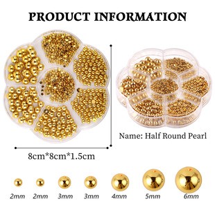 Cross-border semicircle AB pearl 7 plum blossom boxed color nail art pearl DIY resin pearl nail art jewelry wholesale
