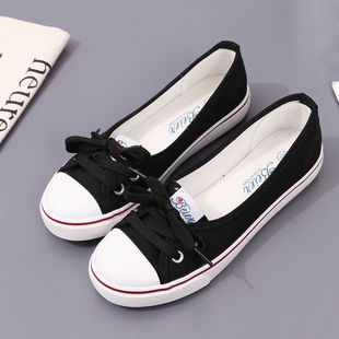 2023 Summer New Shallow Mouth Canvas Shoes Female Students All-match Korean Style Casual Flat Comfortable Sneakers White Shoes