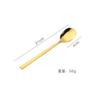 Bx62304 Stainless Steel Spoon and Chopstick Set Japanese and Korean Golden Long-Handled Spoon Household Solid Spoon Korean Mix