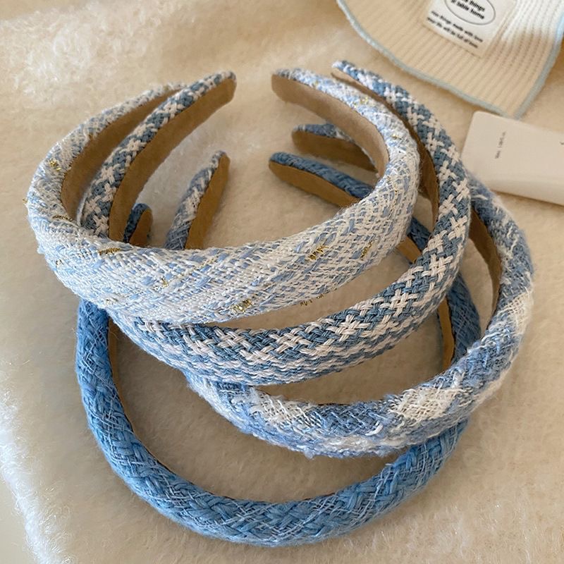 Chanel-Style Blue Wide-Brimmed Headband for Women, High Crown Hairband for Washing Face, 2026 New Hair Accessory, Non-Slip Hair Clip