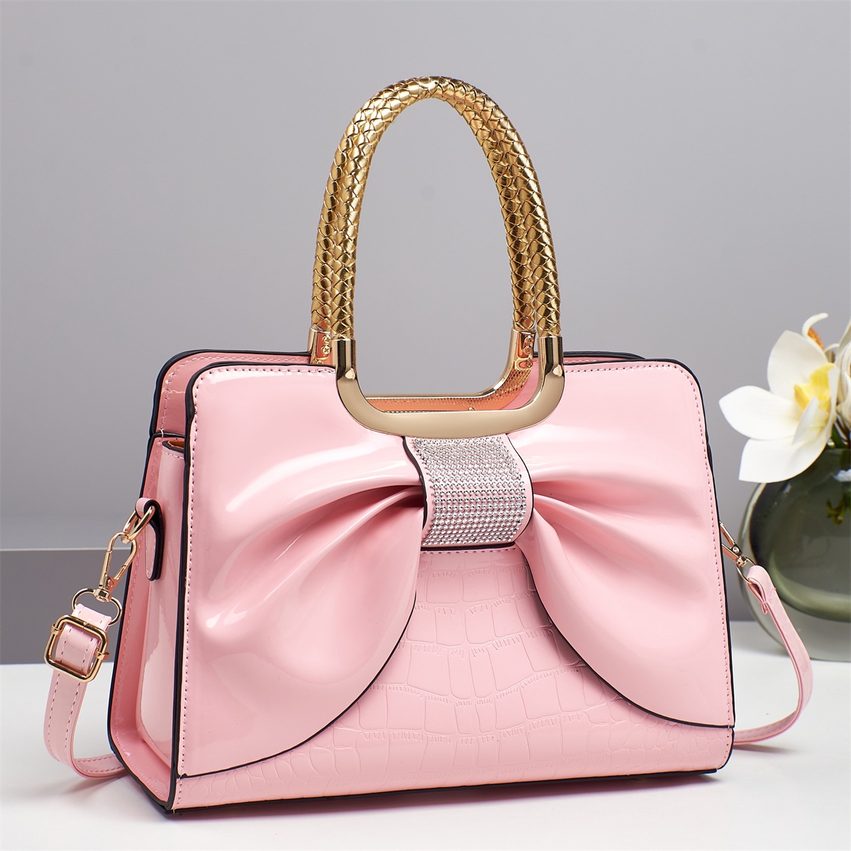 Bow Design Handbag, Simple and Sweet Shoulder Bag, Fashionable Commuter Casual Crossbody Bag, Cross-Border Bag