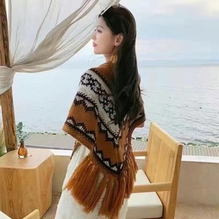 Ethnic Style Shawl Women's Summer High-end Yunnan Travel Wear Retro Cloak Tassel Cloak Exterior Decoration