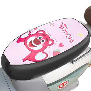 Electric Vehicle Seat Cover Thickened Battery Cushion Cover Leather Waterproof Sunscreen Digital Cartoon Seat Cover for All Seasons