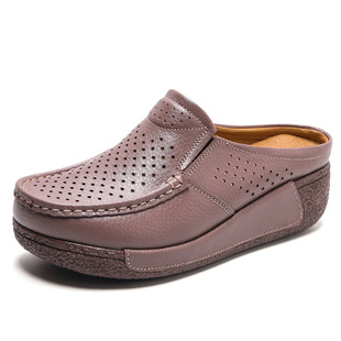 2022 Summer Women's Casual Comfortable Mother's Sandals Fashionable All-match Rocking Shoes Platform Platform Sole Baotou Half Slippers