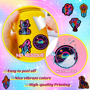 50 neon small fresh stickers cross-border creative small fresh ins wind neon stickers personalized graffiti stickers