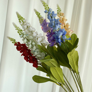 Single and Double Color Hyacinth Simulation Silk Flower High Branches Violet Living Room Flower Arrangement European Style Wedding Road Layout Flower Row