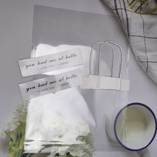 Christmas Ins Cyber Celebrity Flowers Transparent Handbag Simple Rose Flower Gift Handbag OPP Flower bouquet Packaging Bag