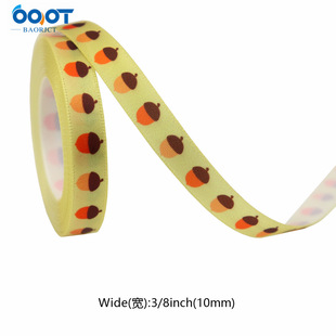 Autumn Ribbon 1cm Harvest Festival Thanksgiving Ribbon Pumpkin Maple Leaf Pine Cone Gift Packaging DIY Crafts Ribbon