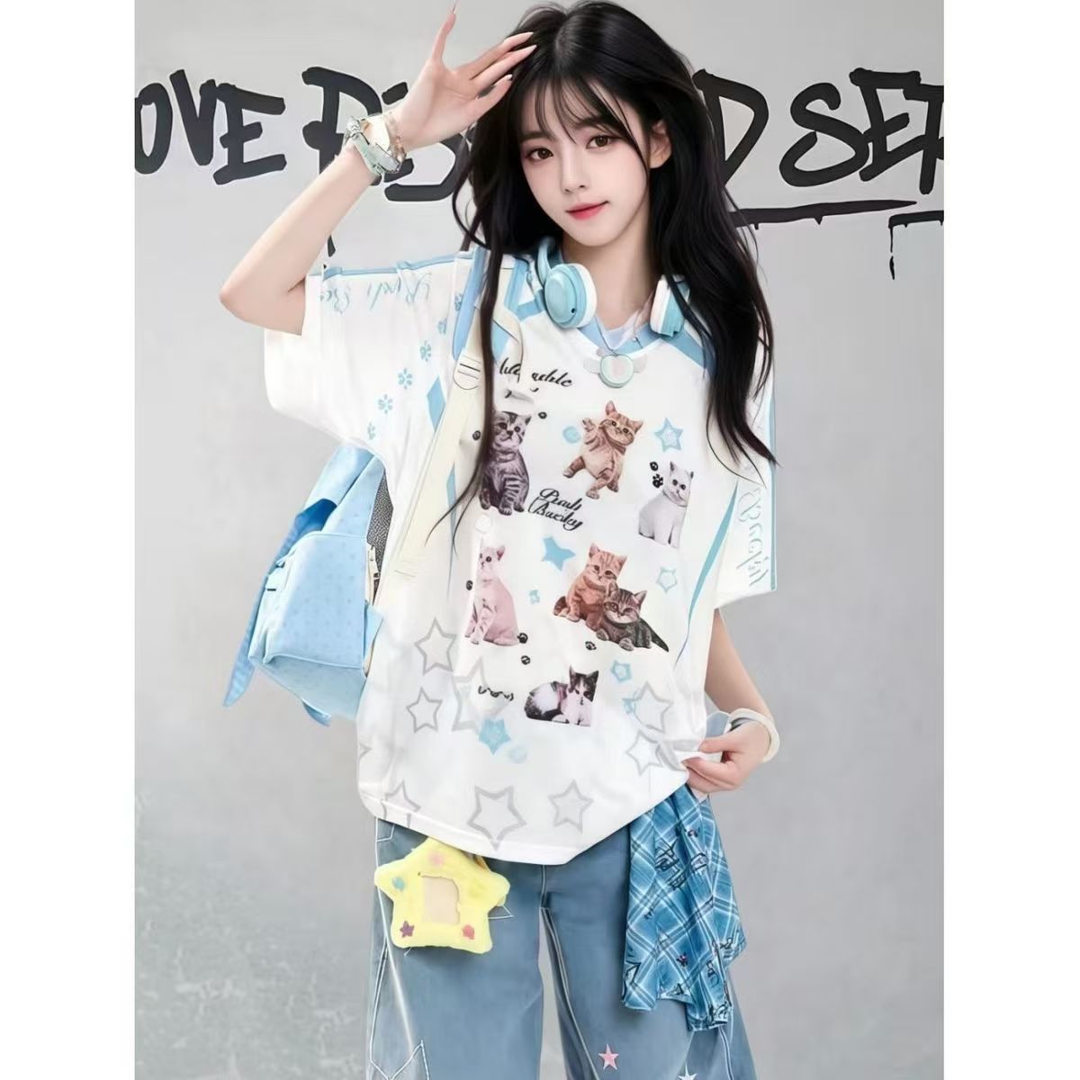 Retro Trendy Simple 3D Printed Short-Sleeved T-Shirt for Women, Summer Casual Top, Hot Girl Style, Popular on Instagram