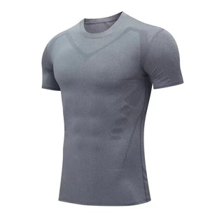 Short-sleeved quick-drying sports tights fitness wear men's running basketball round neck bottoming shirt yoga sportswear wholesale
