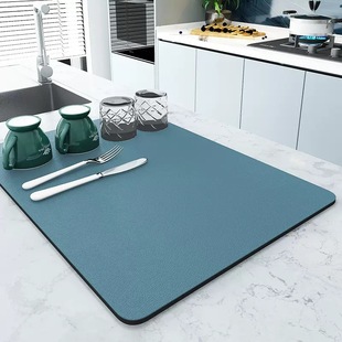 Wholesale cross-border solid color kitchen draining mat diatom mud bowl and dish insulation mat coffee table table table top quick-drying absorbent non-slip mat