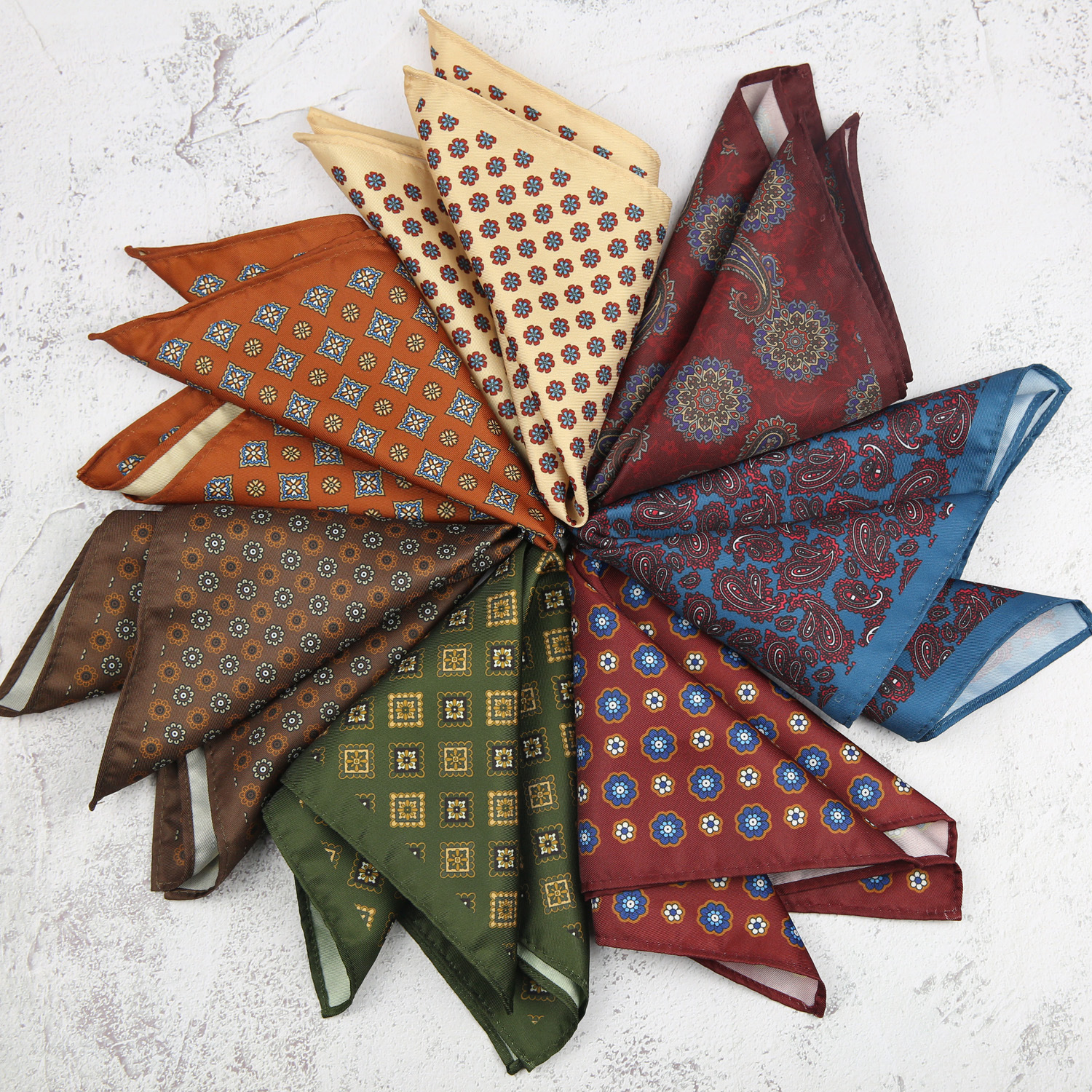 Printed square handkerchief suit pocket towel 27CM gentleman accessories multi-color vintage suit breast towel can be individually matched