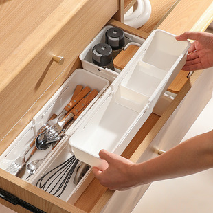 Drawer storage box compartment built-in classification organizing box retractable jewelry cosmetics separated sundries storage artifact