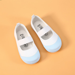 Girls Children's Canvas Shoes Kindergarten White Shoes Indoor Boys Students Dance Shoes Baby Soft Sole Non-slip Casual