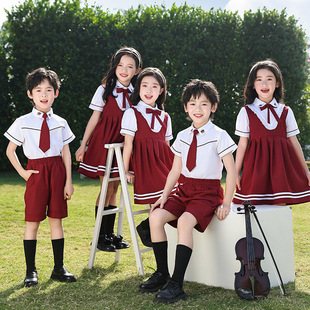 Kindergarten Summer Clothes Children's College English Style Short-sleeved Class Clothes Primary School Students' School Uniform 61 Chorus Performance Clothes