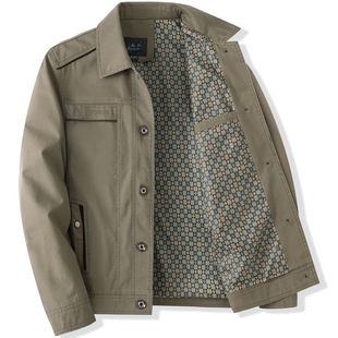 Dad cotton coat spring and summer middle-aged men's 2025 lapel button jacket middle-aged and elderly men's jacket wholesale