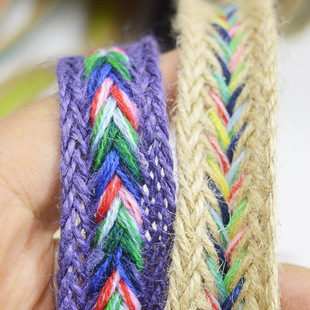 2cm wide with black and white color flat jute rope webbing decorative clothing home textile accessories packaging winding material