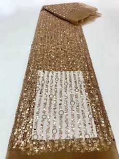 Vertical Stripe Crystal Sequins Lace Mesh Bottom Fabric Bead Embroidery Bead Embroidery Fabric Wedding Dress Embroidered Cloth