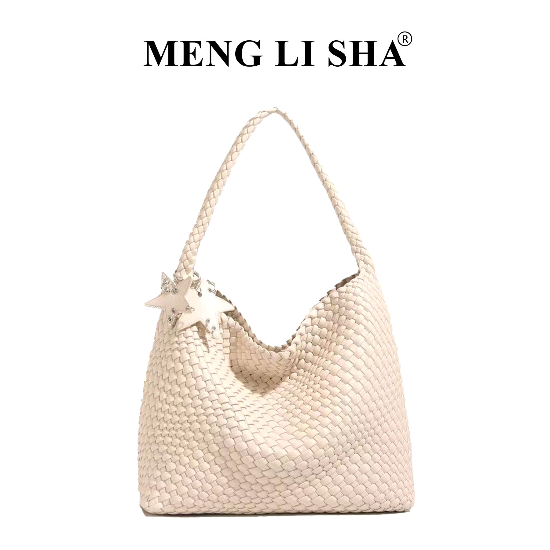 New women's simple and stylish woven shoulder bag, Korean style, large capacity, tote bag.