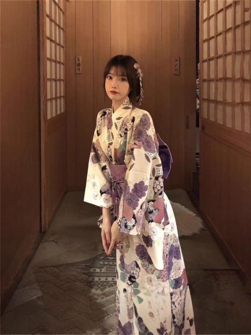 Girl Photo New Style Divine Girl Kimono Improved Yukata Japanese Dress Photo Photography Photo Clothing