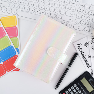 Spot cross-border A6 zipper bag loose-leaf book colorful PU notebook leather creative bookkeeping book cash budget book