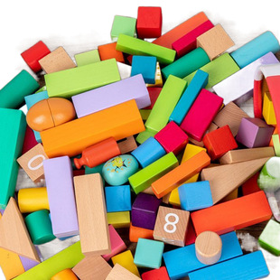 One hundred wooden children's building blocks assembled puzzle head large particle large baby gift