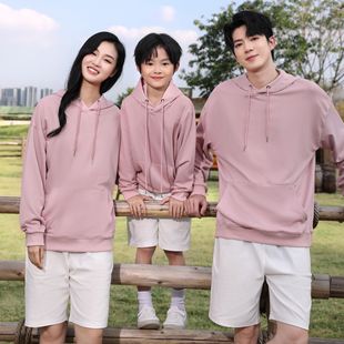 Spring and Autumn Loose Shoulder Sweater Hooded Pullover Advertising Shirt Class Clothing Family Clothing Same Custom Pattern LOGO