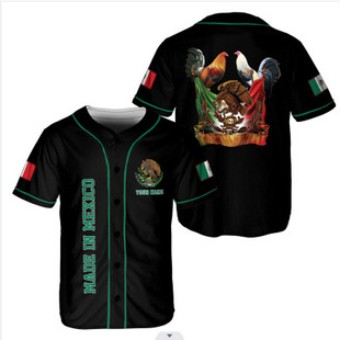 2023 New Mexico ebay Amazon foreign trade supply 3D printing summer V-neck hem button baseball suit