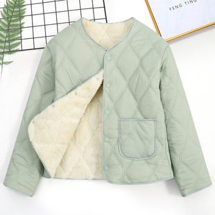 Middle-aged women's fashion cotton-padded warm liner mother's winter home cotton-padded jacket fleece-lined one-piece casual coat