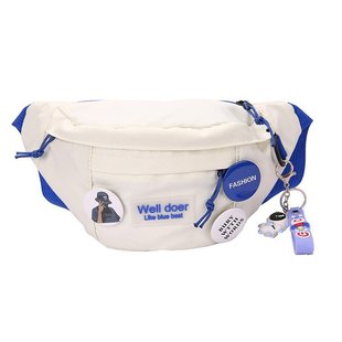 Simple Shoulder Bag Waist Bag Backpack Women's Chest Bag Men's Canvas Japanese Fashion Brand Student Crossbody Bag Small Satchel Women's White