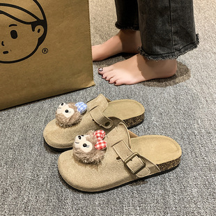 Half Slippers Women's Thick Bottom Birkenth Outer Wear 2024 Autumn Cartoon Cute Birkenth Shoes Children's Toe New Wholesale
